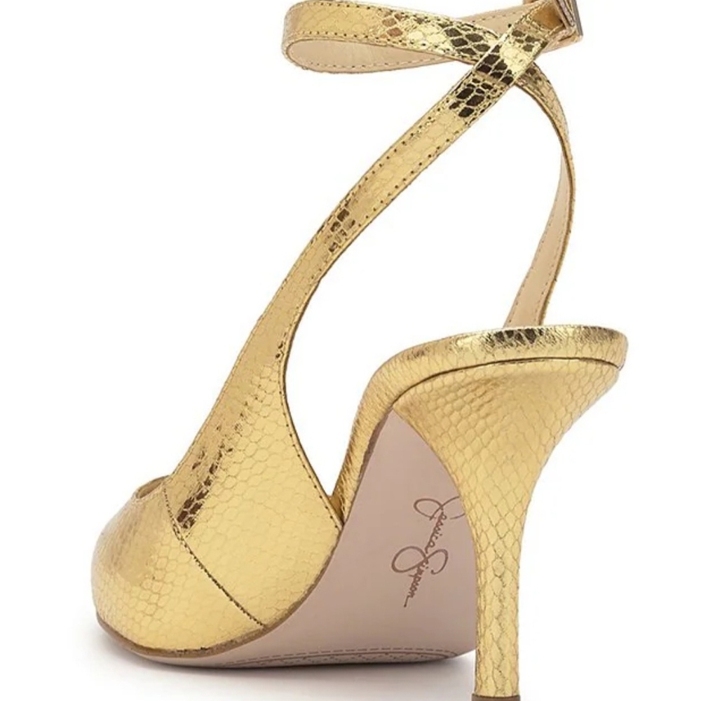 Jessica Simpson Gold Slingback Heels